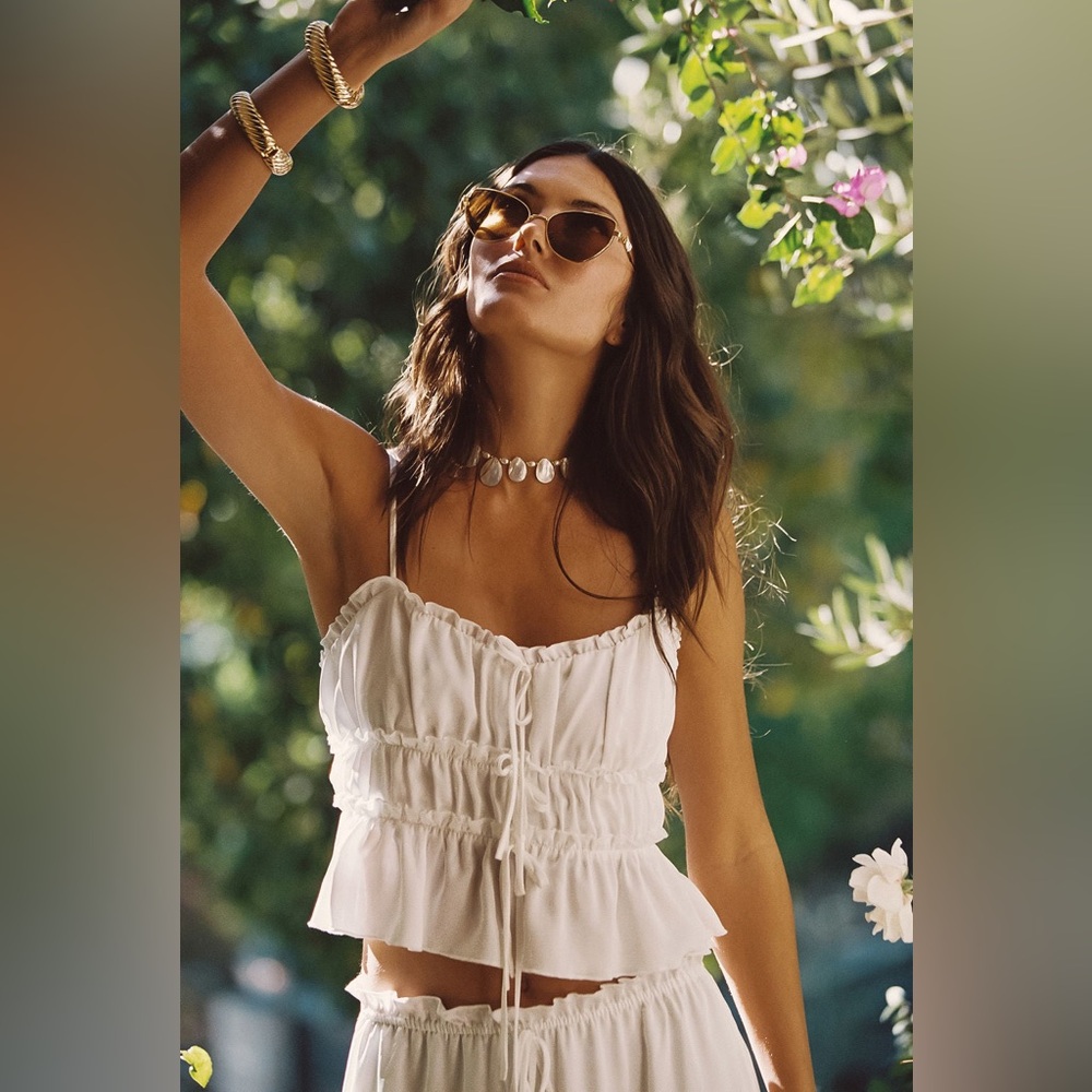 NWT 12th Tribe White Ruffled Camisole